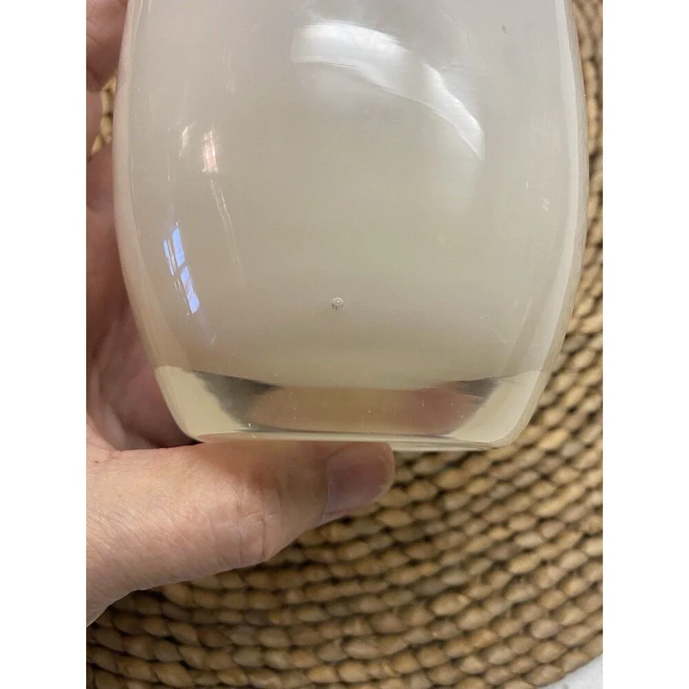 Glassybaby White Frosted Glass Clear Base Solid Round 4 in Dia 3 in Tall